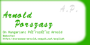 arnold porszasz business card